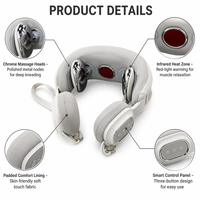 Masseur portable EMS chauffant pour le cou et les épaules, à pétrissage profond et design élégant, idéal pour les voyages et les déplacements professionnels