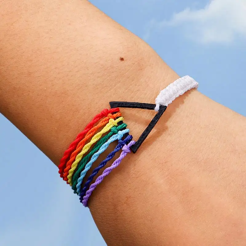 Непромокаемые 7 видов цветов браслеты ручной работы с восковой нитью для йоги креативный регулируемый размер черный треугольный Радужный Браслет для унисекс
