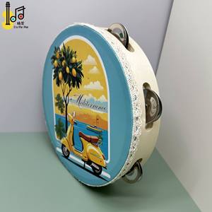 8 pouces de poche en <span class=keywords><strong>bois</strong></span> tambourin Instrument Case pour la fête de mariage Logo personnalisé impression <span class=keywords><strong>bois</strong></span> couleur corps main tambour ensemble de jouets - Product Image 3