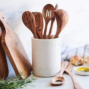 Cuillère de cuisine en bois d'olivier et bambou, design moderne, bonne qualité, sans danger pour les aliments, écologique, durable, légère - Product Image 3