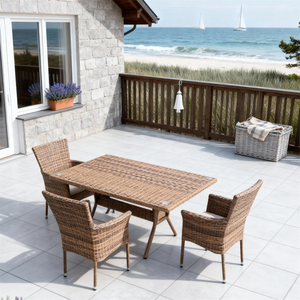 Ngoài trời <span class=keywords><strong>wicker</strong></span> ăn uống thiết lập cho <span class=keywords><strong>6</strong></span>, tùy chỉnh màu sắc và phong cách, tất cả thời tiết Patio đồ nội thất với mây Bàn và ghế - Product Image 2