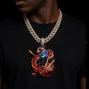 Pendentif Hip Hop Dragon Cartoon Iced Out en Moissanite VVS Premium, Pendentif Émail 3D Coloré pour Hommes, Bijoux Style Urbain Rapper - Product Image 3