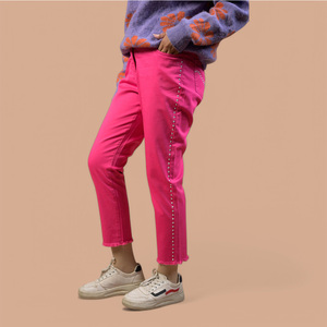 Premium Quality Fashion Casual OEM Custom Logo Supplier Women <b>Rivet</b> Mid Waist Regular Fit Breathable Solid Street Style Piping - Product Image 6