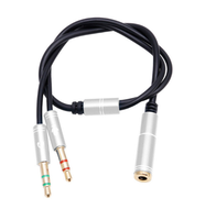 3.5 Adaptor Audio Dua Saluran Satu Kabel untuk Kabel Audio Headset Komputer Desktop - Adaptor Audio-Mikrofon Dua-dalam-Satu