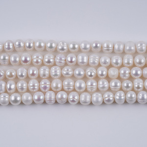 Perles d'eau douce naturelles blanches 6-7mm, forme elliptique perforée, pour collier DIY fait main, vente en gros - Product Image 2