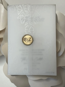 Juego de <span class=keywords><strong>Invitaciones</strong></span> Florales de Lujo con Grabado en Relieve, Papel Vellum, Envoltura de Papel Dorado y Sello de Cera Dorado para Bodas - Product Image 3