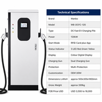 Borne de recharge rapide DC Wanbo-558 120 kW pour véhicules électriques, double pistolet, station de recharge par carte RFID