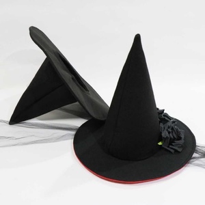 Chapeau pointu <span class=keywords><strong>de</strong></span> <span class=keywords><strong>sorcière</strong></span> d'Halloween avec voile en dentelle rose, chapeau en feutre rose, accessoire <span class=keywords><strong>de</strong></span> tête <span class=keywords><strong>de</strong></span> reine gothique baroque pour mascarade cosplay - Product Image 6