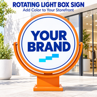 360 °   Boîte à lumière LED circulaire rotative personnalisée en acrylique pour publicité, signalétique extérieure, boîte à lumière LED extérieure