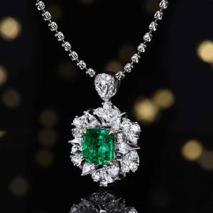 1.6ct <b>Solid</b> 18K <b>Gold</b> Natural VVG Emerald <b>Pendant</b> Set With 37pcs Diamonds Luxury Gala Necklace fine Jewelry manufacturer - Product Image 3