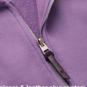 Sweat-shirts à capuche zippés bleu marine personnalisés 100 % coton avec fermeture double sens, tenue homme, survêtements avec étiquette en cuir - Product Image 5