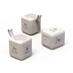 ECO -Friendly Technology Products Cube Wheat Straw Speaker Wireless Speaker Portable TWS Speaker With Custom LOGO