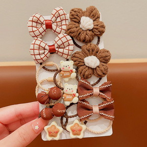 10 Piezas de Coleteros de Pelo con Diseño de Dibujos Animados, Color Té con Leche, Coleteros Simples para Cola de Caballo Alta, Colección de Coleteros Chic para Mujer - Product Image 3