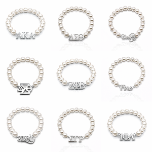 <span class=keywords><strong>Pulsera</strong></span> Elástica de <span class=keywords><strong>Perlas</strong></span> con Diseño de Logotipo de Acero Inoxidable Pulido de Alta Calidad, Sin Deslustre, para Mujer, DST ZPB SGRho IPL - Product Image 1