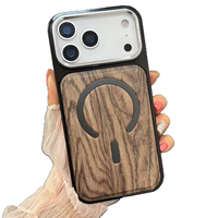 Coque de protection minimaliste en grain de bois magnétique antichute et antichoc résistante aux rayures pour iPhone 17 Pro Max et 17 Air