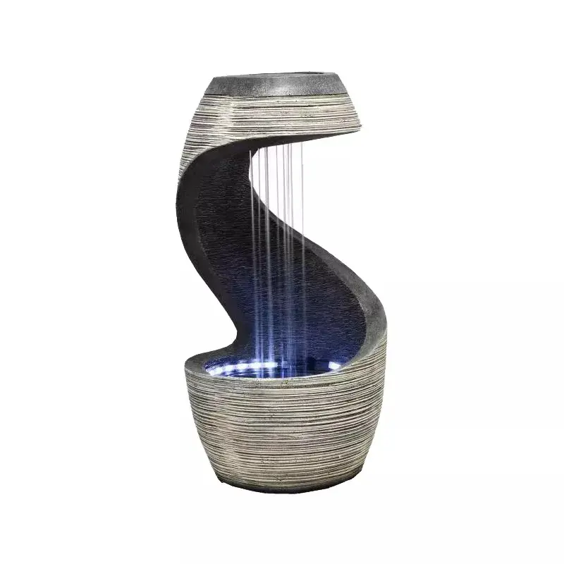 2022 New Product Ideas Water Features Indoor Garden Decoration Outdoor Decorative Fountains with cool white Strip light