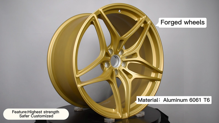 Pengzhen Monoblock Powder Coating Golden Five Spoke Wheels