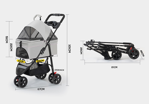 Carrito para Mascotas Color Negro Carbón con 4 Ruedas, Malla Transpirable, Plegable, para Perros, Uso en Todas las Estaciones - Product Image 5