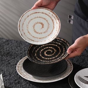 Assiette en céramique pour hôtel et restaurant, assiette à steak et pâtes en grès sous glaçure, assiette à salade et sushi, assiette à dessert et à collation - Product Image 3