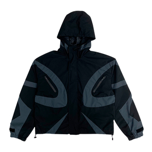 เสื้อแจ็คเก็ตวินด์เบรกเกอร์พิมพ์ลายโพลีเอสเตอร์คุณภาพสูง 100% แบบสั่งทำพิเศษ ทรงฮิปฮอป ไซส์พลัสสำหรับทุกเพศ ตกแต่งด้วยผ้าปะติดปะต่อ มีเชือกผูกเอว สวมใส่สบาย - Product Image 2