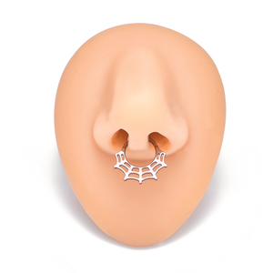 ASTM F136 titanio setto anello Clicker disegno di ragnatela gotico naso anello orecchio cartilagine Piercing gioielli argento oro da donna - Product Image 5