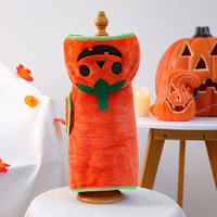 Costume d'Halloween pour animaux de compagnie en forme de citrouille, sweat à capuche en polaire orange, ensemble de conception personnalisée, pack de vente en gros