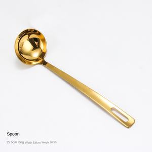 Golden Hotel Restaurant 304 Juego de utensilios de cocina de acero inoxidable Olla caliente Sopa Colador Cucharas Juego Láser Lavavajillas Clipper - Product Image 6