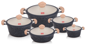 Set di Pentole Antiaderenti in Alluminio Sostenibile da 10 Pezzi con Manico in Bakelite, Rivestimento Smaltato, Adatto per Forno, Lavastoviglie e Congelatore - Product Image 5