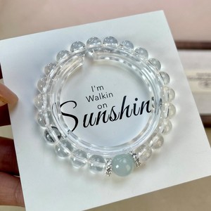 สร้อยข้อมือควอตซ์ใสธรรมชาติประดับอะความารีนและเพทายสำหรับผู้หญิง คริสตัลบำบัด หินประดับแบบยืดหยุ่น สร้อยข้อมือหินบำบัด ของขวัญเครื่องประดับ - Product Image 3