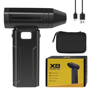 0728 Wholesale 6 Levels Compassed Air Duster Type-c Mini Violent Fan Abs Compact Dust <b>Blower</b> Machine for Home - Product Image 3