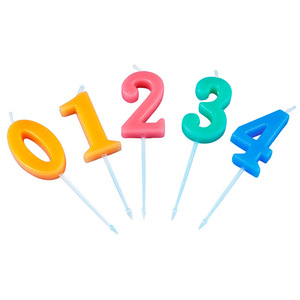 Bougies d'<span class=keywords><strong>anniversaire</strong></span> numérotées de 0 à 9, faites à la main, de haute qualité, en forme de couronne dorée, pour les fêtes d'enfants, avec des couleurs mélangées - Product Image 2