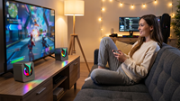 Haut-parleurs de jeu RGB PJT-DSP2325 avec caisson de basses, son stéréo, contrôle du volume pour PC, ordinateur de bureau, joueur