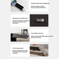 Bureau de direction en forme de L, laqué noir brillant de qualité E0, montage facile, design moderne, bureau de direction pour PDG et managers