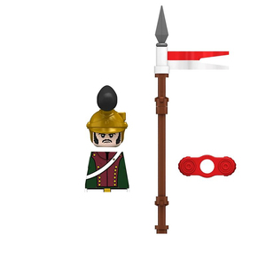N037-040 Soldat de <span class=keywords><strong>cavalerie</strong></span> des guerres napoléoniennes avec drapeau et lance - Figurine en plastique ABS, petite pièce de construction - Jouet d'assemblage pour garçon - Product Image 3