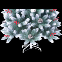 UMIND 2026 Neues Design Großhandel 6ft 7ft 8ft 9ft Beflockter Weihnachtsbaum mit Roten Beeren Tannenzapfen Vorinstallierte Beleuchtung für Feiertagsdekoration