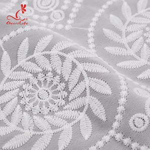 Gypslife — tissu de dentelle <span class=keywords><strong>suisse</strong></span> à forme géométrique, Voile d'organza brodé sur mousseline de soie - Product Image 3