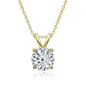 Colar de pingente moissanite, novo, popular, 18k, amarelo, banhado a ouro, excelente corte, 1 ct, cor, passagem diamante, corrente de prata, 925