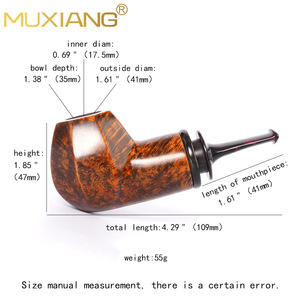 Muxiang Tobacco Pipe Straight Type 3mm Filter Gold Contrast With Smooth Bull Horn Ring Cumberland - Product Image 4