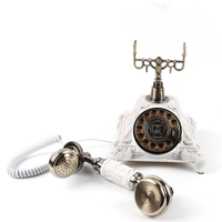 Téléphone vintage blanc chromé bronze doré, remplace le livre d'or de mariage, téléphone livre d'or à cadran rotatif avec enregistrement audio