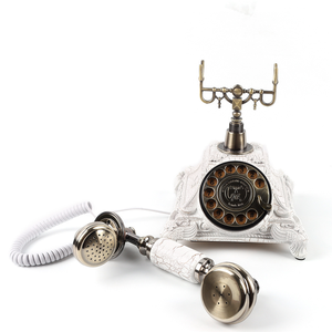 Téléphone <span class=keywords><strong>vintage</strong></span> blanc chromé bronze doré, remplace le livre d'or de mariage, téléphone livre d'or à cadran rotatif avec enregistrement audio - Product Image 6