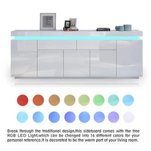 Sang Trọng Nhà Bếp Hiện Đại Phòng Ăn Giao Diện Điều Khiển Bảng Đứng Tự Chọn Thanh Tủ Phòng Khách Màu Trắng Cao Bóng Gỗ Lưu Trữ Sideboard - Product Image 5