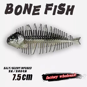 Esca da Pesca TPE a Forma di Lisca di Pesce 75mm, Esca Morbida Galleggiante in <span class=keywords><strong>Silicone</strong></span>, Wobbler, JIG, Verme, Swimbait per Carpa, <span class=keywords><strong>Bass</strong></span>, Luccio, <span class=keywords><strong>Esche</strong></span> Invernali - Product Image 1