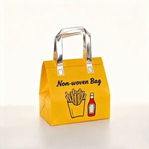 Sac non tissé écologique avec poignées argentées imprimées sushi pour sandwichs, snacks, livraison de cuisine japonaise et cadeaux - Product Image 2