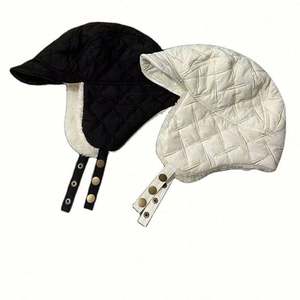 Gorro de aviador blanco de moda para mujer, gorro de invierno cálido de algodón, gorro de aviador con protección para las orejas, gorros de invierno con protección para las orejas - Product Image 3