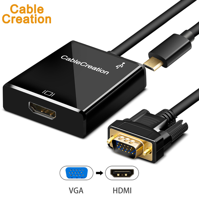CableCreation USB-C to VGA for Adapter 3.3 Feet Micro USB Cable with Audio for PC Laptop HDTV Monitor