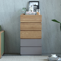 Commode empilable en bois de frêne massif Tiroirs de rangement de coffre Grand organisateur vertical pour chambre couloir entrée