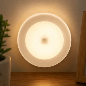 Round LED Night <b>Light</b> Warm White <b>Sensor</b> Control Battery Operated Minimalist Design for Bedroom - Product Image 1