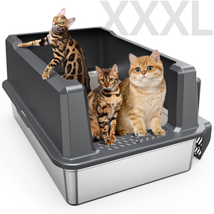Shenghui XXXL Super Große, Halbgeschlossene Katzenstreu-Toilette aus Edelstahl und Kunststoff, Umweltfreundlich, 70 cm Hoch, 50 cm Breit, 60 L Fassungsvermögen - Product Image 1