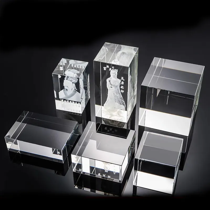 Venta al por mayor 3D Laser Crystal Blank Cube Block Glass Pisapapeles K9 Crystal Cube