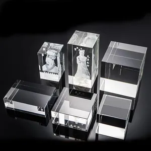 Toptan 3D lazer kristal boş küp blok kağıt ağırlığında cam K9 kristal küp